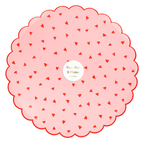 Heart Pattern Dinner Plates (x 8)