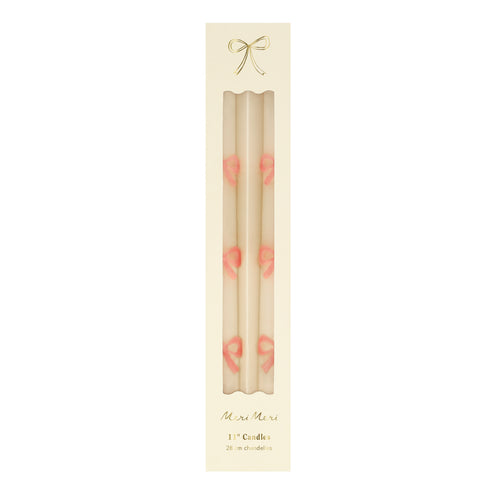 Pink Bow Taper Candles (x 2)