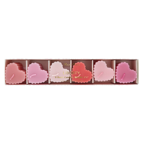 Meri Meri x Liberty Scalloped  Heart Candles (x 6)