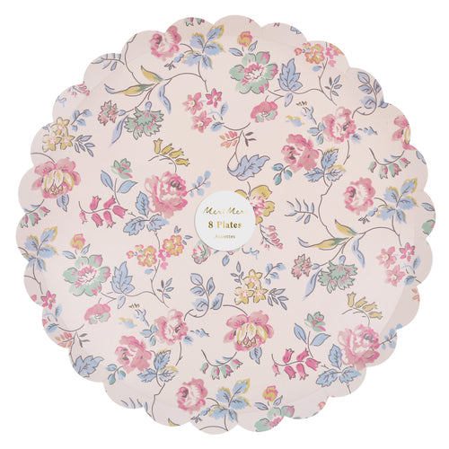 Pink Chintz Dinner Plates (x 8)
