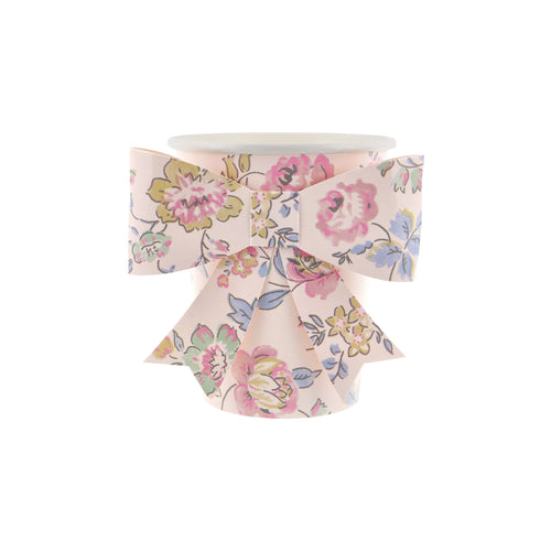 Pink Chintz Bow Cups (x 8)