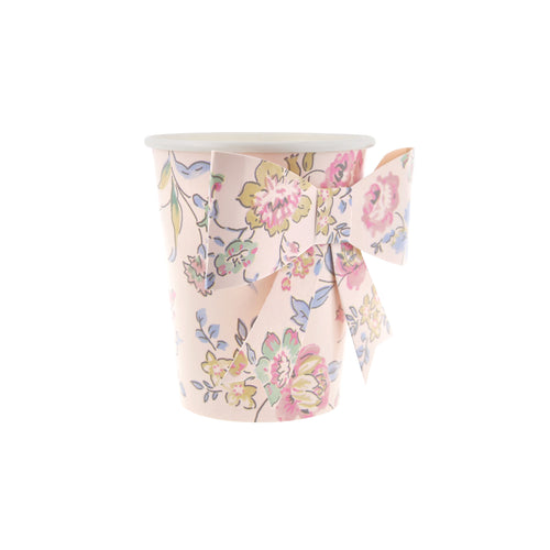 Pink Chintz Bow Cups (x 8)