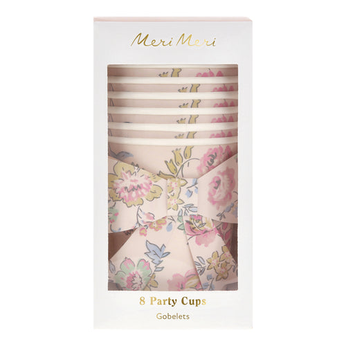 Pink Chintz Bow Cups (x 8)