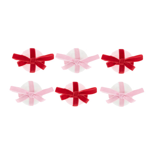 Red & Pink Velvet Bow Surprise Balls (x 6)