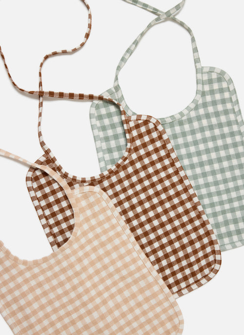 Set of 3 - MINI GINGHAM Baby Bibs
