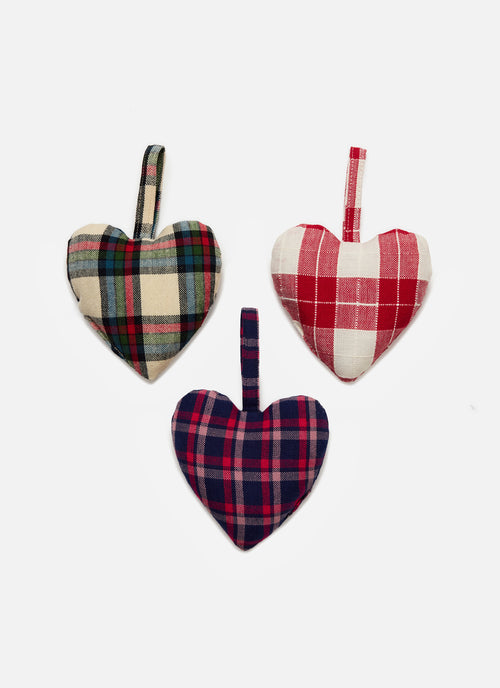Set of 3 Holiday Hearts Ornaments