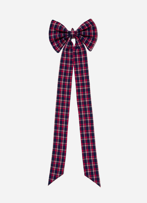 ALEXANDRA PLAID - Navy Fabric Bow