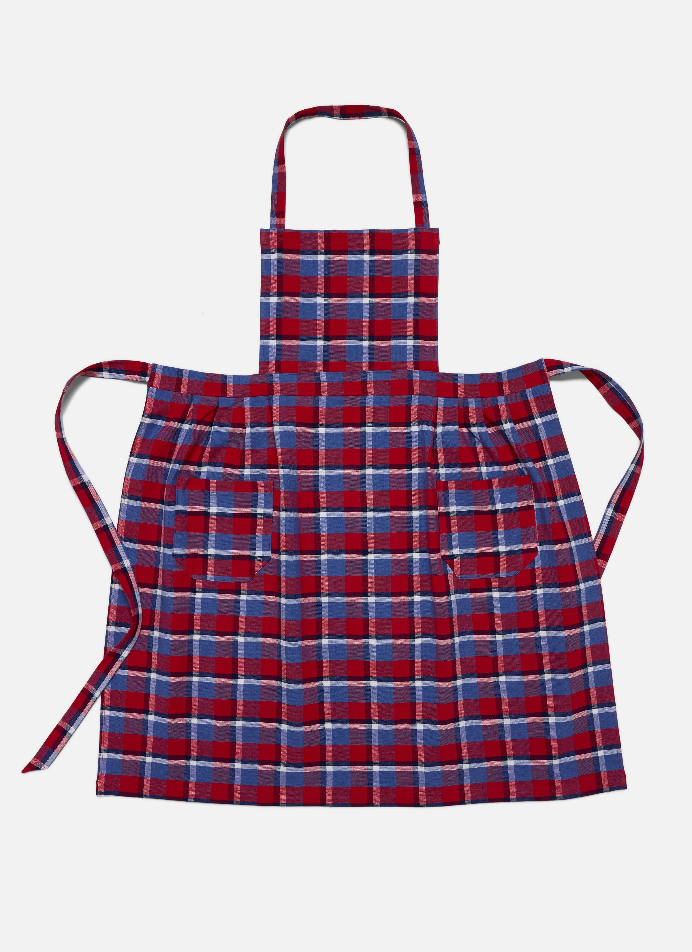 エプロン・三角巾 60s blue and red plaid apron BETTY PLAID - Red Apron – Heather Taylor Home