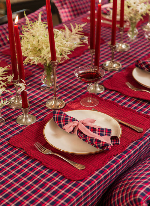 HTH x NICKEY KEHOE - Alexandra Plaid Navy Tablecloth