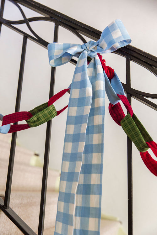 GINGHAM - Baby Blue Wide Garland Ribbon