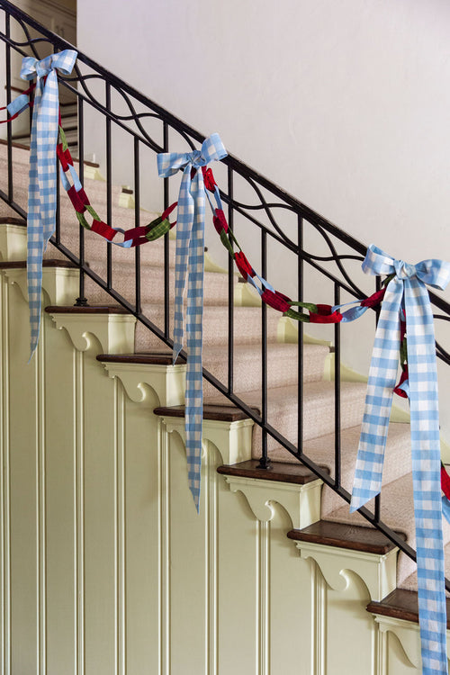 GINGHAM - Baby Blue Wide Garland Ribbon