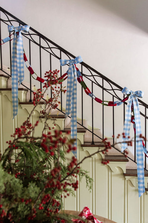 GINGHAM - Baby Blue Wide Garland Ribbon