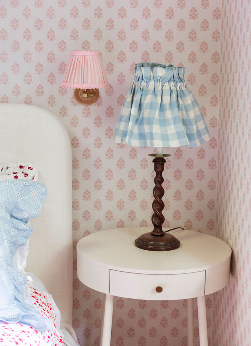 GINGHAM - Baby Blue Lampshade Cover