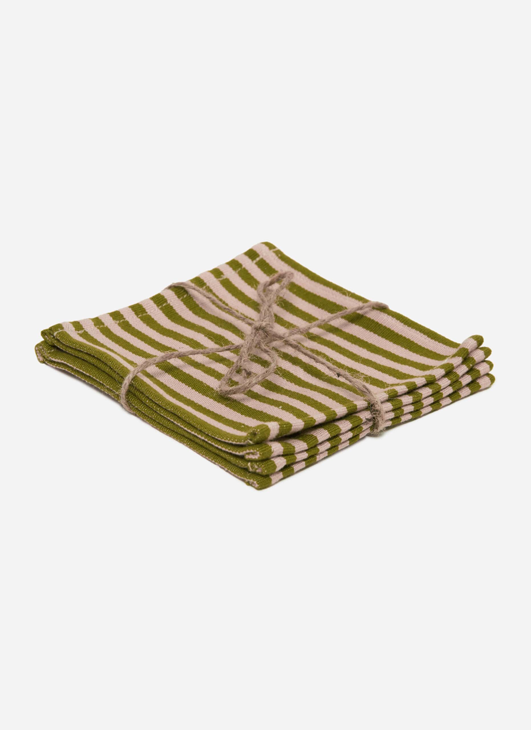 HTH x Domino MINI STRIPE - Oat & Moss Cocktail Napkins – Heather