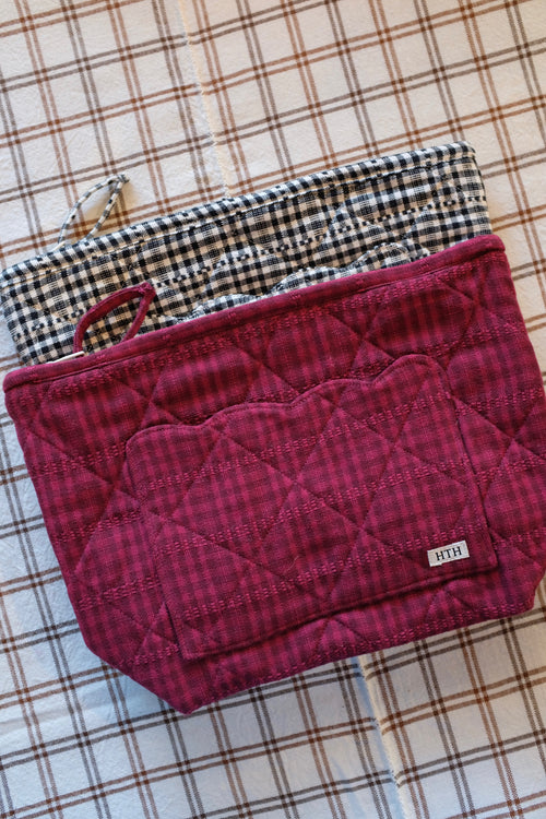 SOHO - Two Toned Bordeaux Quilted Pouch Large