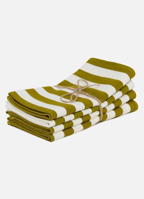 OLIVE & CREAM - Medium Striped Napkins