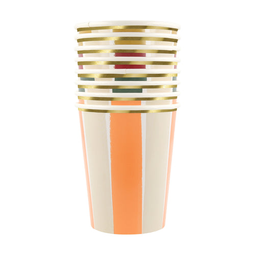 Fall Stripe Cups (x8)