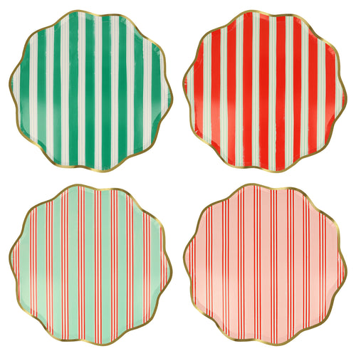 Festive Stripe Dinner Plates (x8)