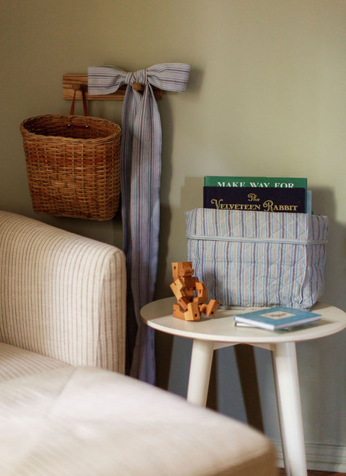 FREDDIE STRIPE - Blue Quilted Storage Box