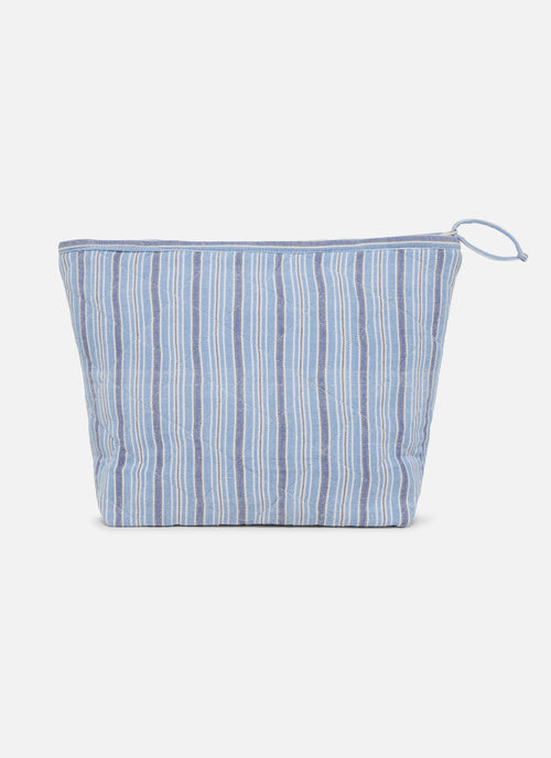 FREDDIE STRIPE - Blue Quilted Pouch Large