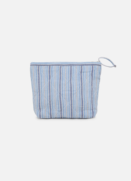FREDDIE STRIPE - Blue Quilted Pouch Small