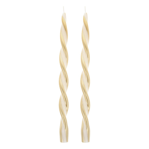 Gold Stripe Twist Candles (x2)