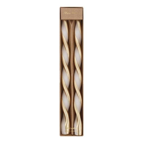 Gold Stripe Twist Candles (x2)