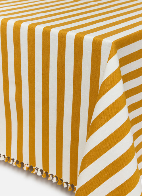 GOLDENROD & CREAM - Medium Stripe Tablecloth