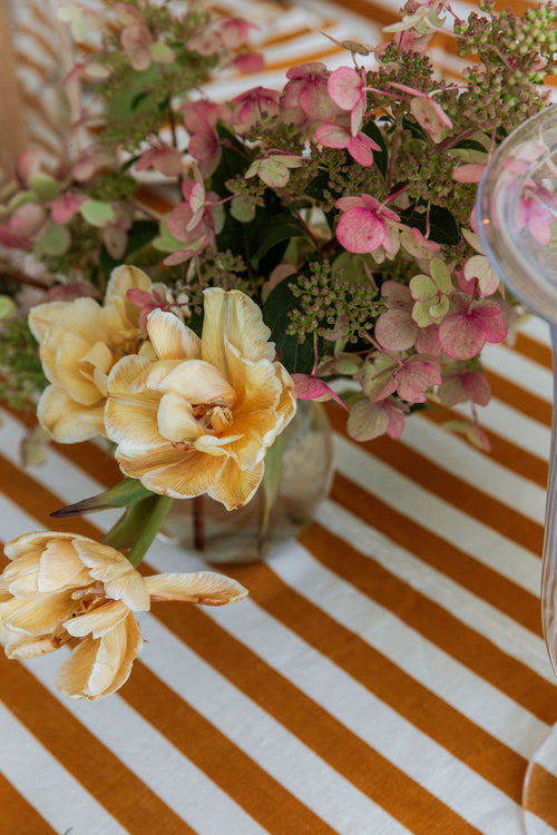 GOLDENROD & CREAM - Medium Stripe Tablecloth