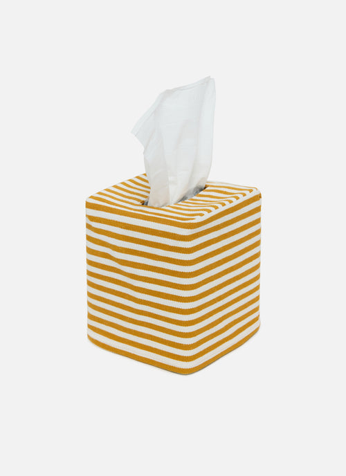 GOLDENROD & CREAM - Mini Stripe Tissue Box Cover