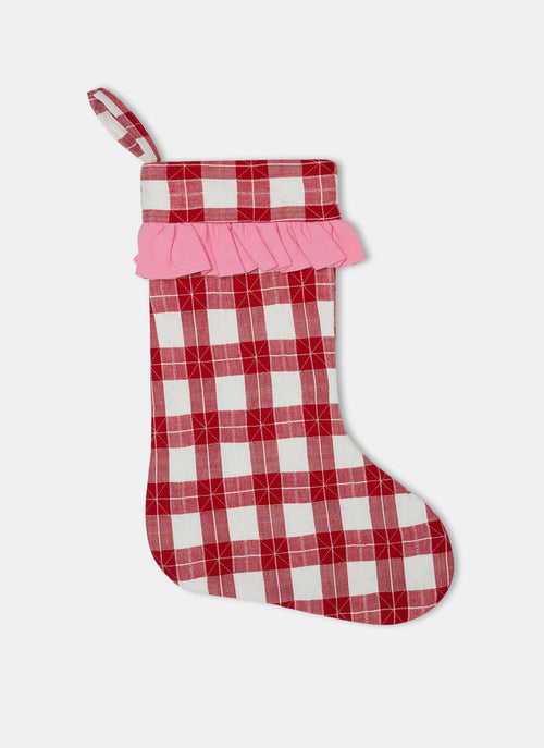 ANNABELLE PLAID - Quilted Red Ruffled Stocking