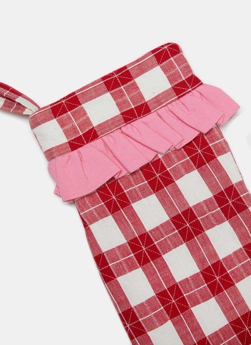 ANNABELLE PLAID - Quilted Red Ruffled Stocking