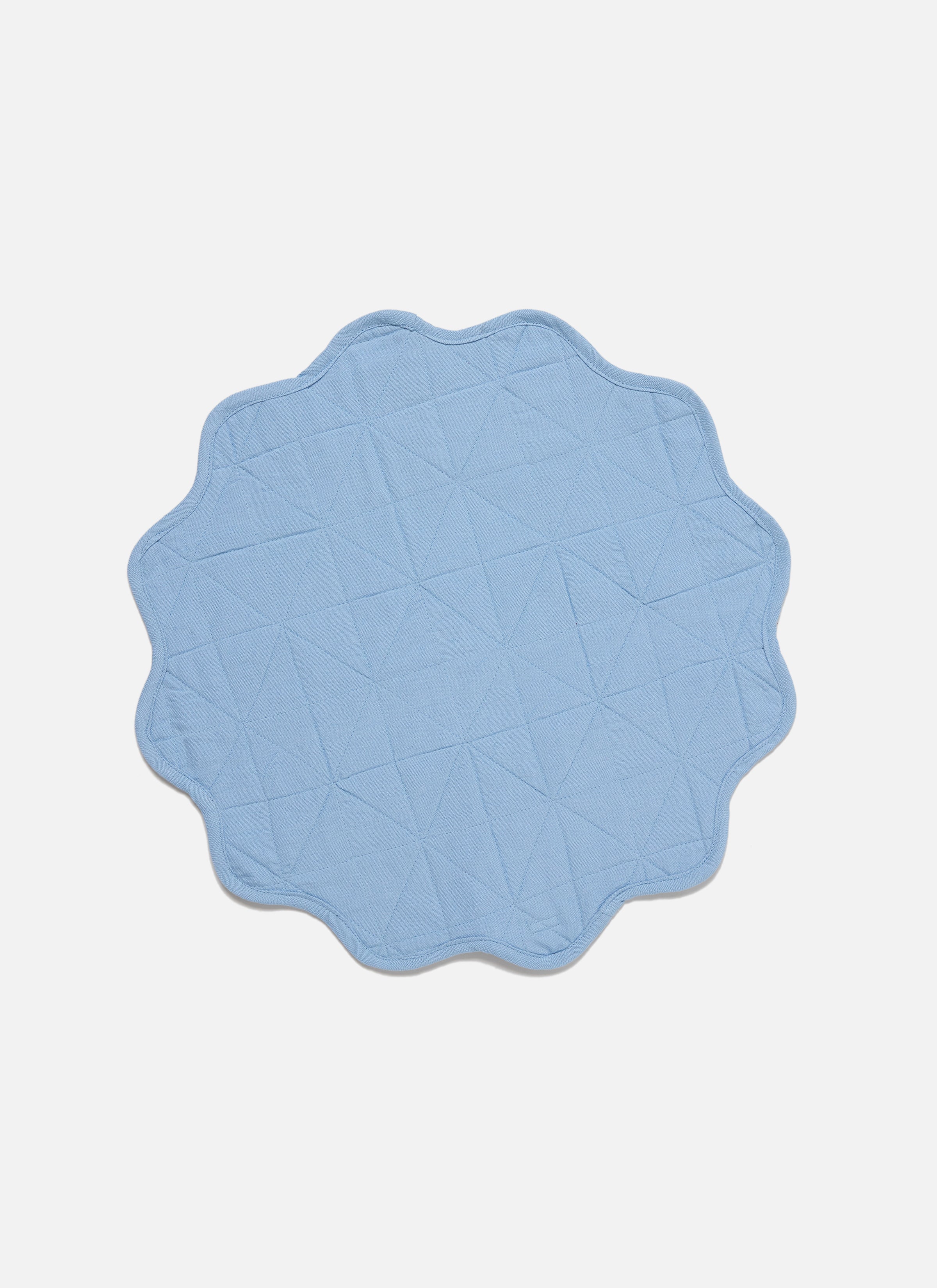 Solid Light Blue Quilted Scallop Edge Placemat