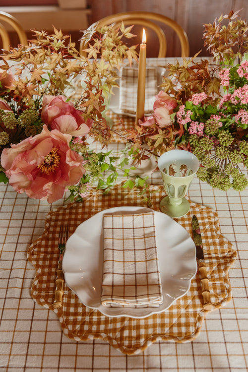 MINI GINGHAM - Goldenrod Scalloped Edge Placemat