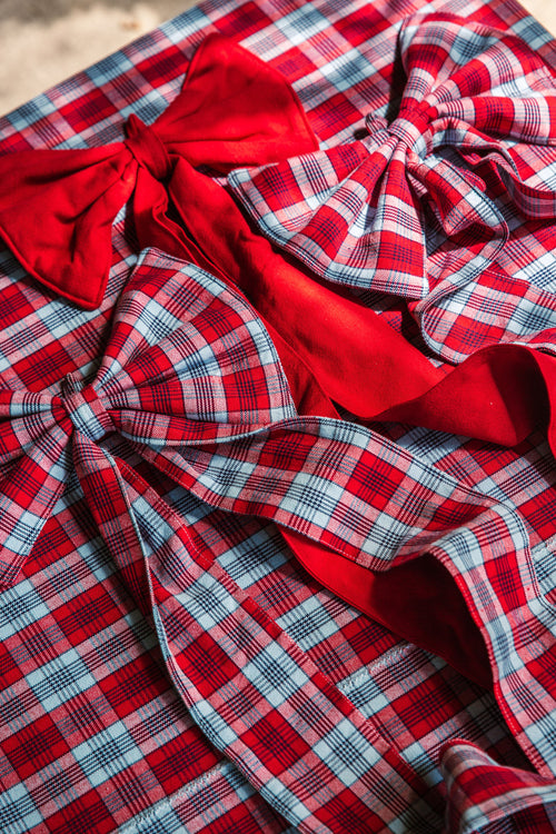 NANTUCKET PLAID -  Red Fabric Bow
