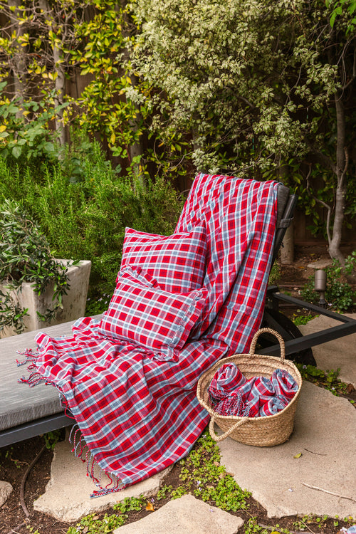 NANTUCKET PLAID -  Red Petite Pillow