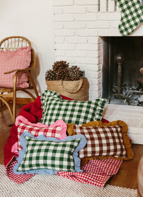 ANNABELLE PLAID - Red and Peony Petite Pillow