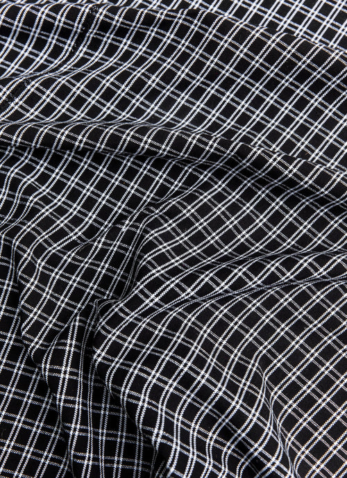Close-up of black and white checkered fabric