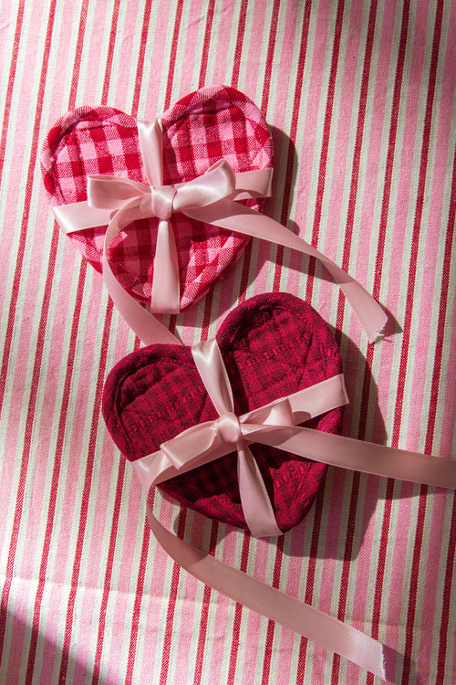 SOHO - Two Toned Bordeaux Quilted Heart Coasters