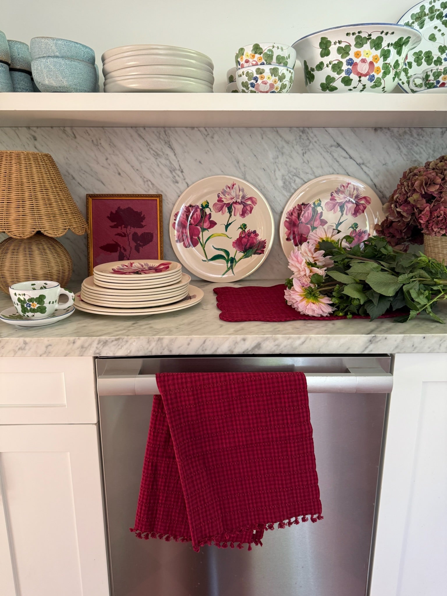 SOHO Two Toned Bordeaux Tea Towel - Thumbnail 3