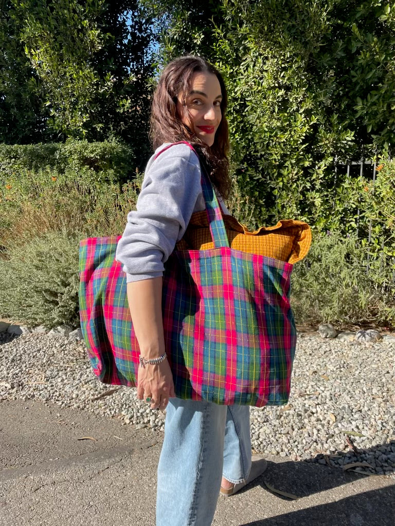 HOLLY PLAID Giant Tote Bag Heather Taylor Home
