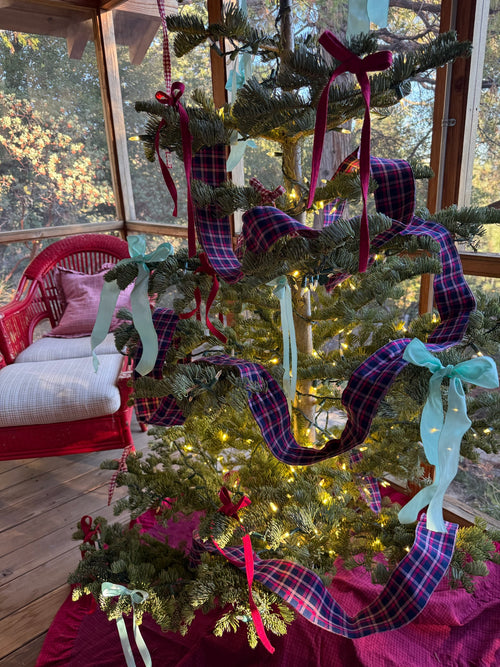 ALEXANDRA PLAID - Navy Wide Garland Ribbon