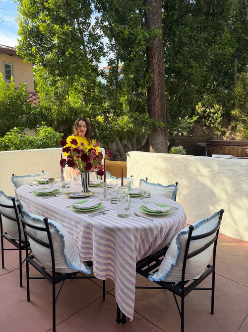 LILAC & CREAM - Stripe Tablecloth