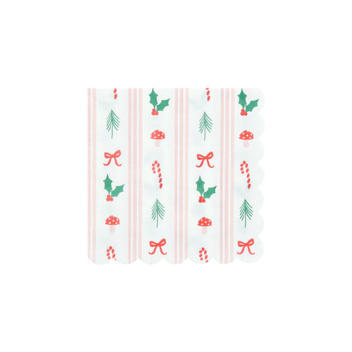 Festive Icon Stripes Small Napkins (x16)