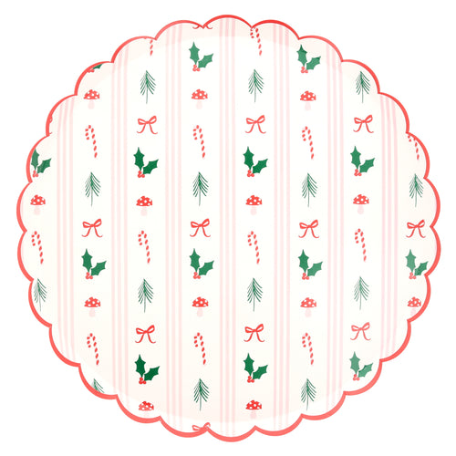 Festive Icon Stripes Dinner Plates (x8)