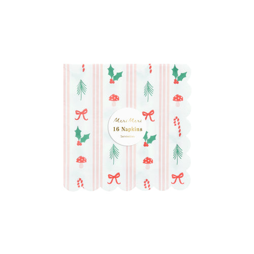 Festive Icon Stripes Small Napkins (x16)