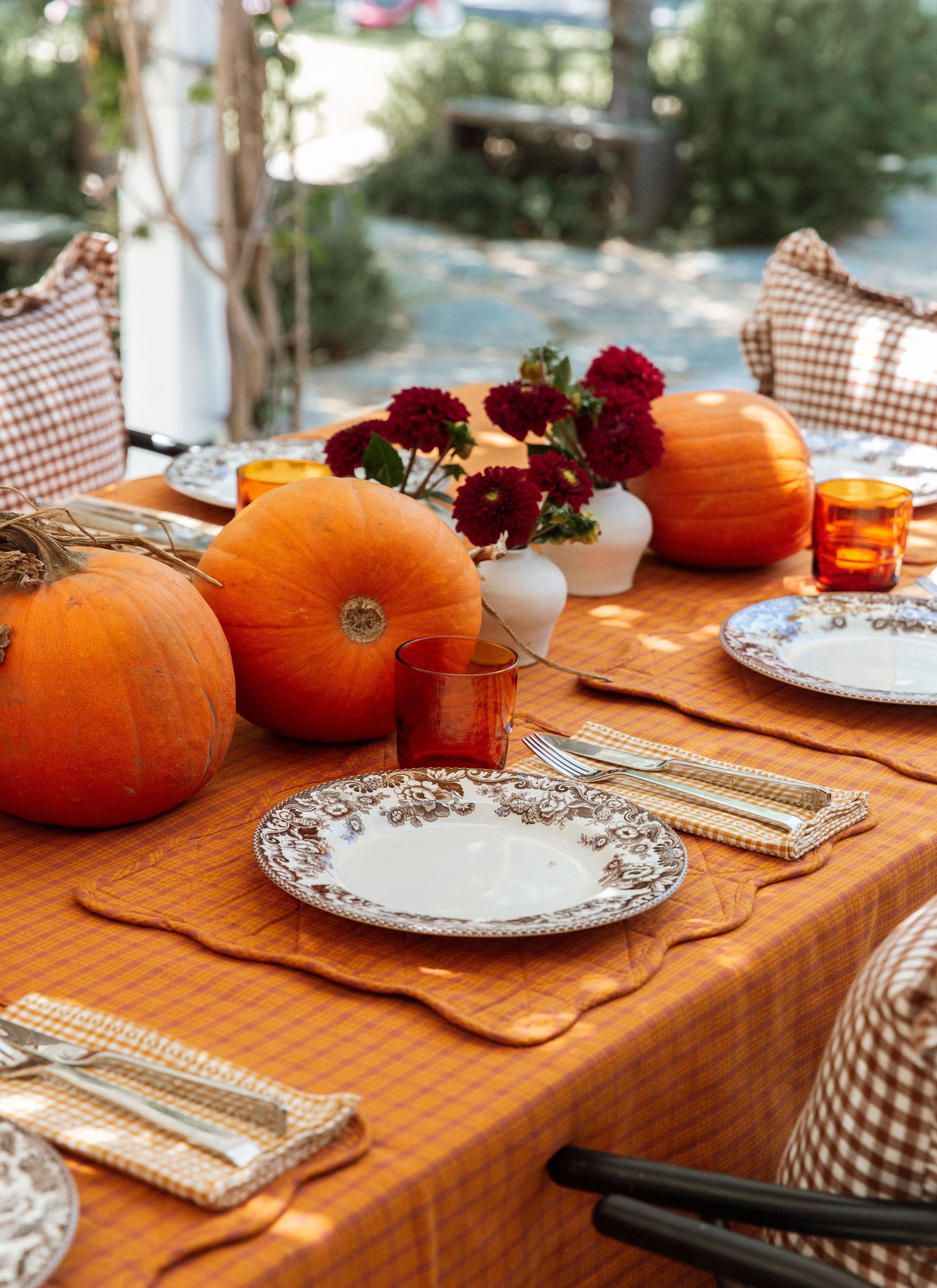 Katherine Plaid Saffron Scalloped Quilted Placemat - Thumbnail 4