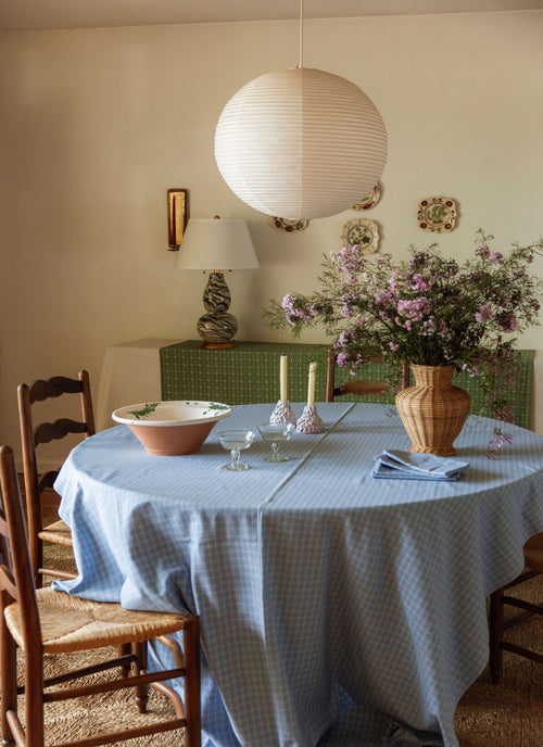 KATHERINE PLAID - Powder Blue Tablecloth