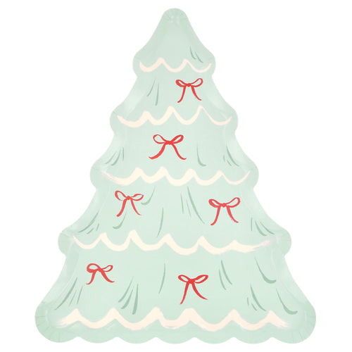 Christmas Tree With Bows Plates (x8)