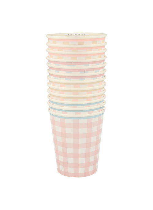 Gingham Cups (x 12)